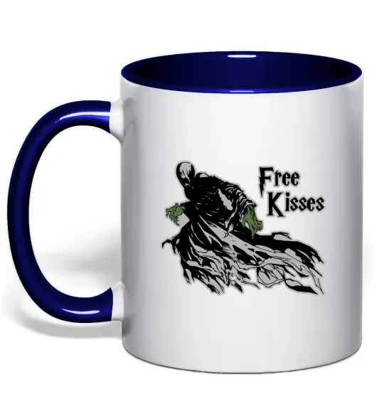 Чашка с цветной ручкой Free Kisses dementor Глубокий темно-синий фото