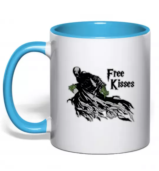 Чашка с цветной ручкой Free Kisses dementor Голубой фото