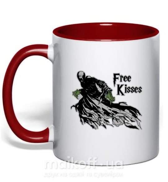 Чашка з кольоровою ручкою Free Kisses dementor Червоний фото
