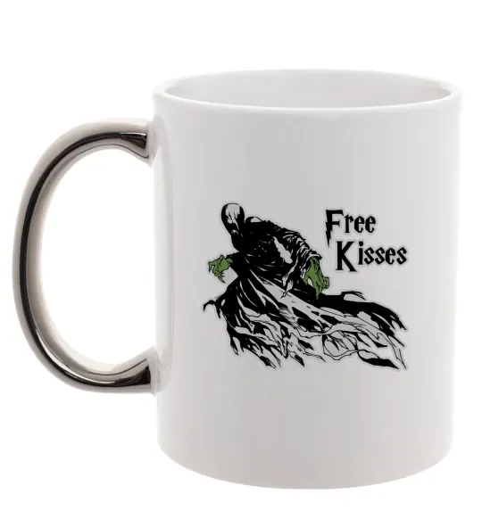 Чашка с цветной ручкой Free Kisses dementor Серебро фото