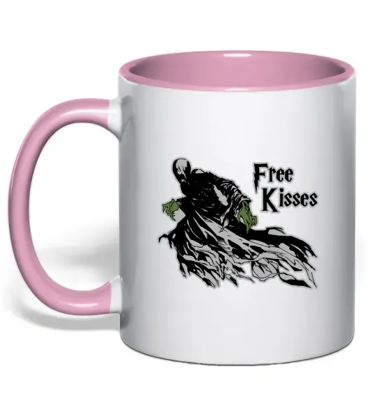 Чашка с цветной ручкой Free Kisses dementor Нежно розовый фото