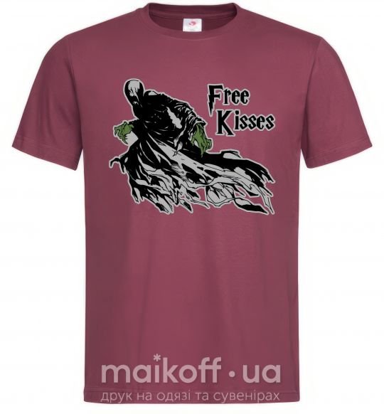 Чоловіча футболка Free Kisses dementor Бордовий фото