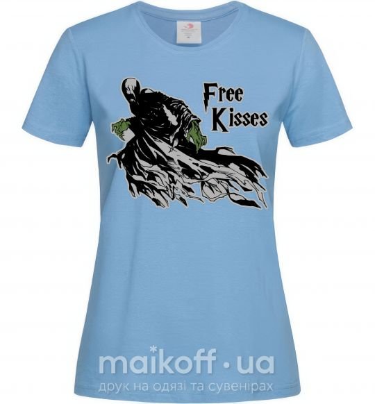 Жіноча футболка Free Kisses dementor Блакитний фото