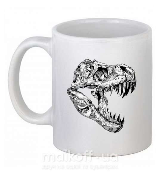 Чашка керамическая Dino skull Белый фото