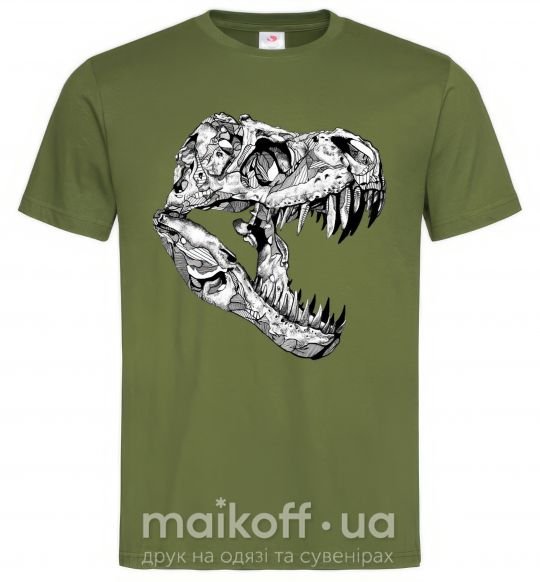Чоловіча футболка Dino skull Оливковий фото