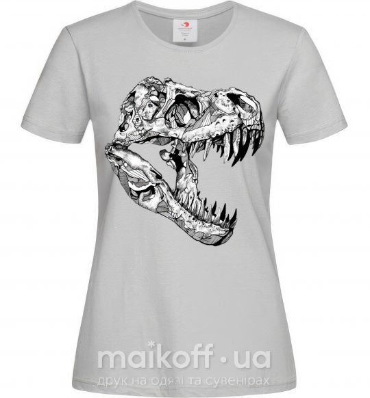 Женская футболка Dino skull Серый фото