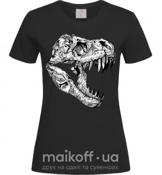 Жіноча футболка Dino skull Чорний фото