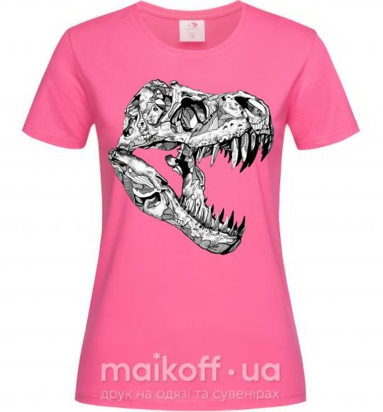 Жіноча футболка Dino skull Яскраво-рожевий фото