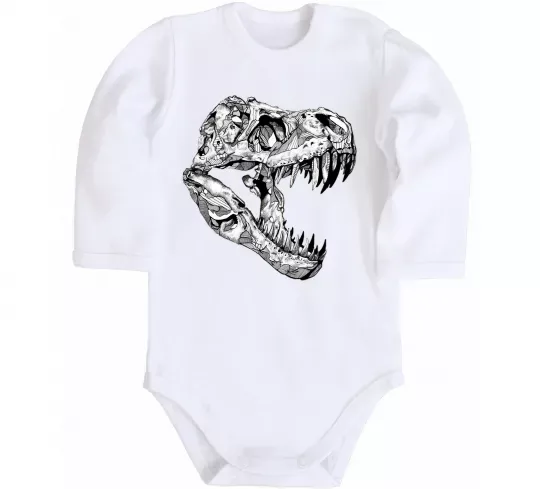 Дитячий бодік Dino skull Білий фото