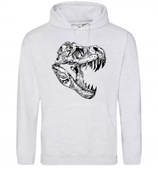 Женская толстовка (худи) Dino skull Серый меланж фото