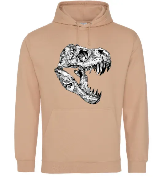 Женская толстовка (худи) Dino skull Песочный фото