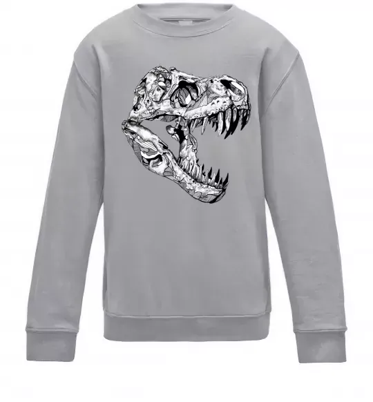 Детский Свитшот Dino skull Серый меланж фото