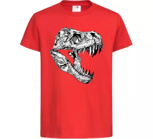 Детская футболка Dino skull Красный фото