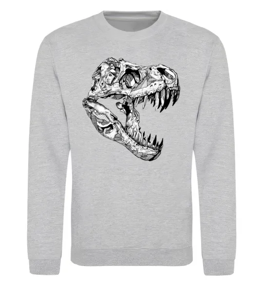Свитшот Dino skull Серый меланж фото