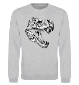Свитшот Dino skull Серый меланж фото