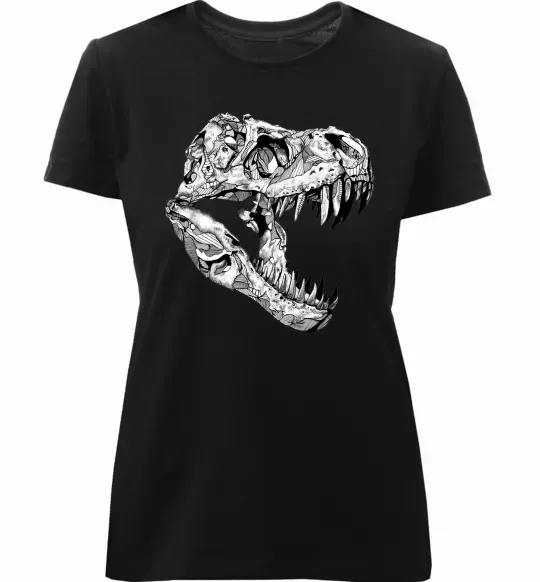 Женская премиум футболка Dino skull Черный фото