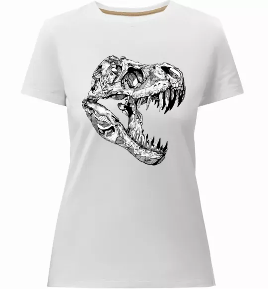 Женская премиум футболка Dino skull Белый фото