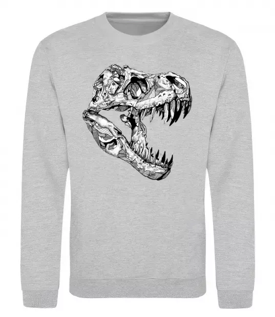Свитшот Dino skull Серый меланж фото