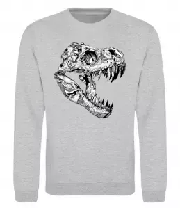 Свитшот Dino skull Серый меланж фото
