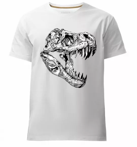 Мужская премиум футболка Dino skull Белый фото
