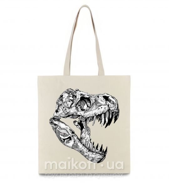 Эко-сумка Dino skull Бежевый фото
