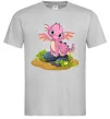 Чоловіча футболка Рожевий динозавр Сірий фото