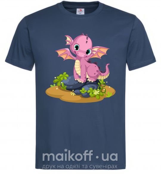 Мужская футболка Розовый динозавр Темно-синий фото