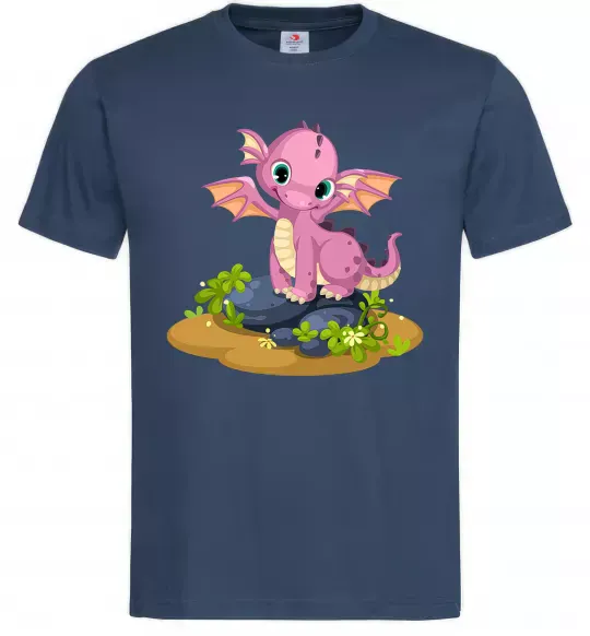 Чоловіча футболка Рожевий динозавр Темно-синій фото