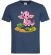 Чоловіча футболка Рожевий динозавр Темно-синій фото