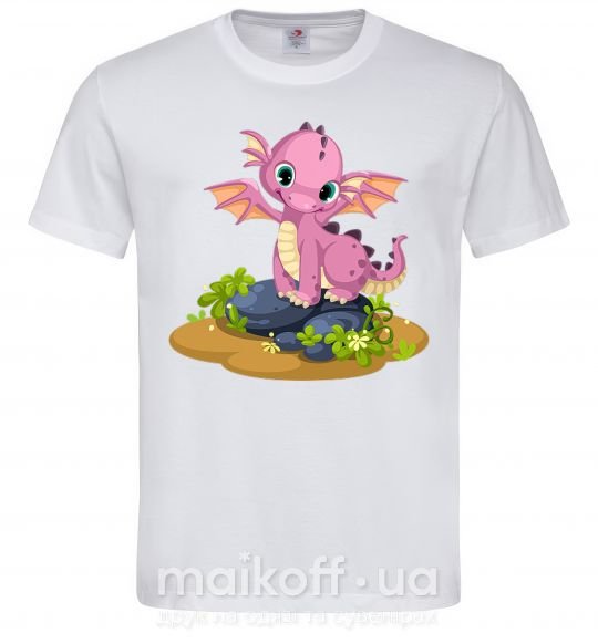 Чоловіча футболка Розовый динозавр Білий фото
