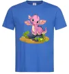 Чоловіча футболка Рожевий динозавр Яскраво-синій фото