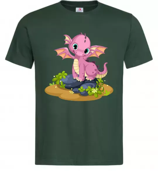 Чоловіча футболка Рожевий динозавр Темно-зелений фото