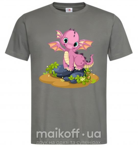 Мужская футболка Розовый динозавр Графит фото