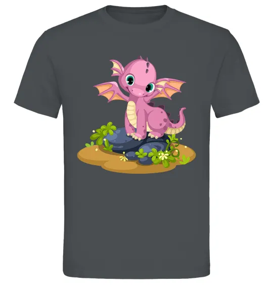 Чоловіча футболка Рожевий динозавр Графіт фото