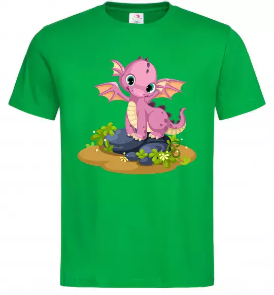 Чоловіча футболка Рожевий динозавр Зелений фото