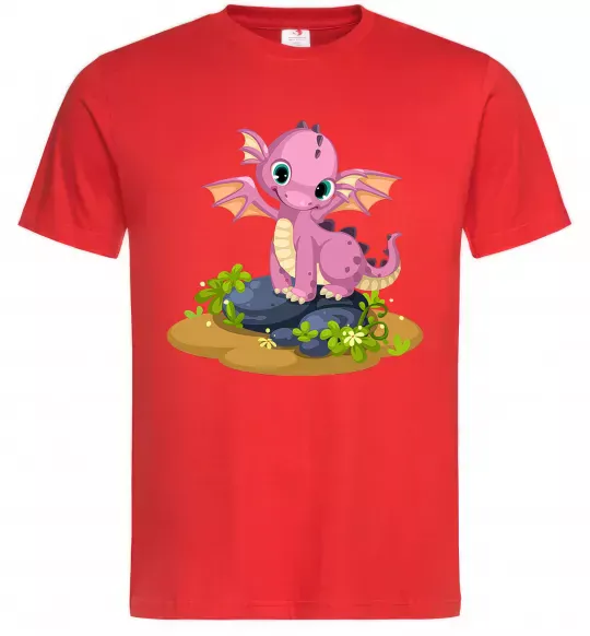 Чоловіча футболка Рожевий динозавр Червоний фото