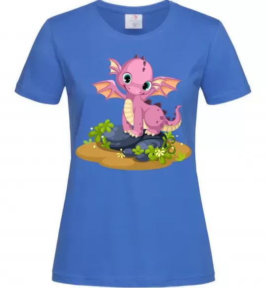 Женская футболка Рожевий динозавр Ярко-синий фото