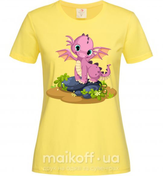 Женская футболка Розовый динозавр Лимонный фото