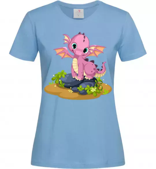 Женская футболка Рожевий динозавр Голубой фото