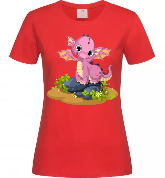 Женская футболка Рожевий динозавр Красный фото