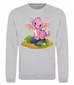 Свитшот Рожевий динозавр Серый меланж фото
