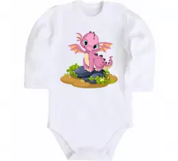 Детский боди Рожевий динозавр Белый фото