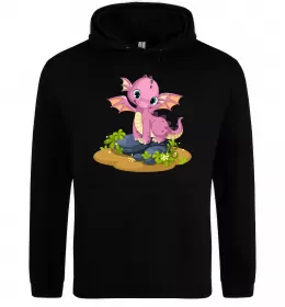 Мужская толстовка (худи) Рожевий динозавр Черный фото