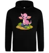 Чоловіча толстовка (худі) Рожевий динозавр Чорний Чоловіча толстовка (худі) Рожевий динозавр Чорний фото