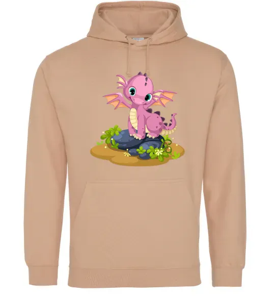 Чоловіча толстовка (худі) Рожевий динозавр Пісочний фото