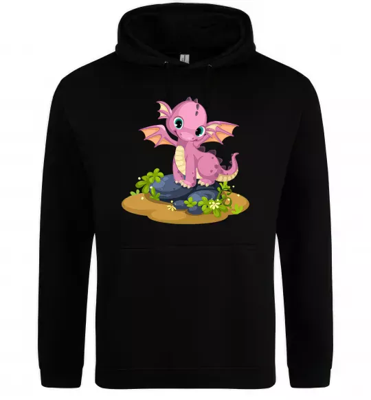 Женская толстовка (худи) Рожевий динозавр Черный фото