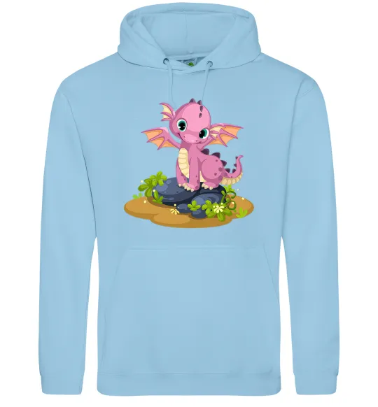 Жіноча толстовка (худі) Рожевий динозавр Блакитний фото