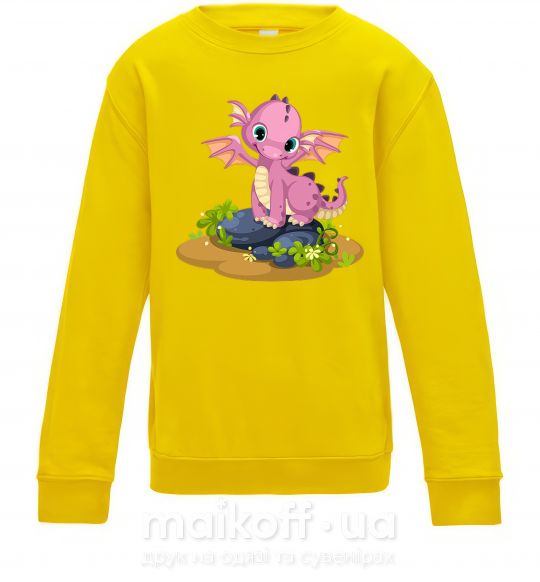 Дитячий світшот Розовый динозавр Сонячно жовтий фото
