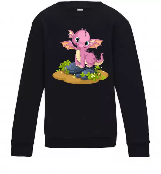 Детский Свитшот Рожевий динозавр Черный фото