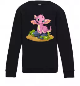 Детский Свитшот Рожевий динозавр Черный фото